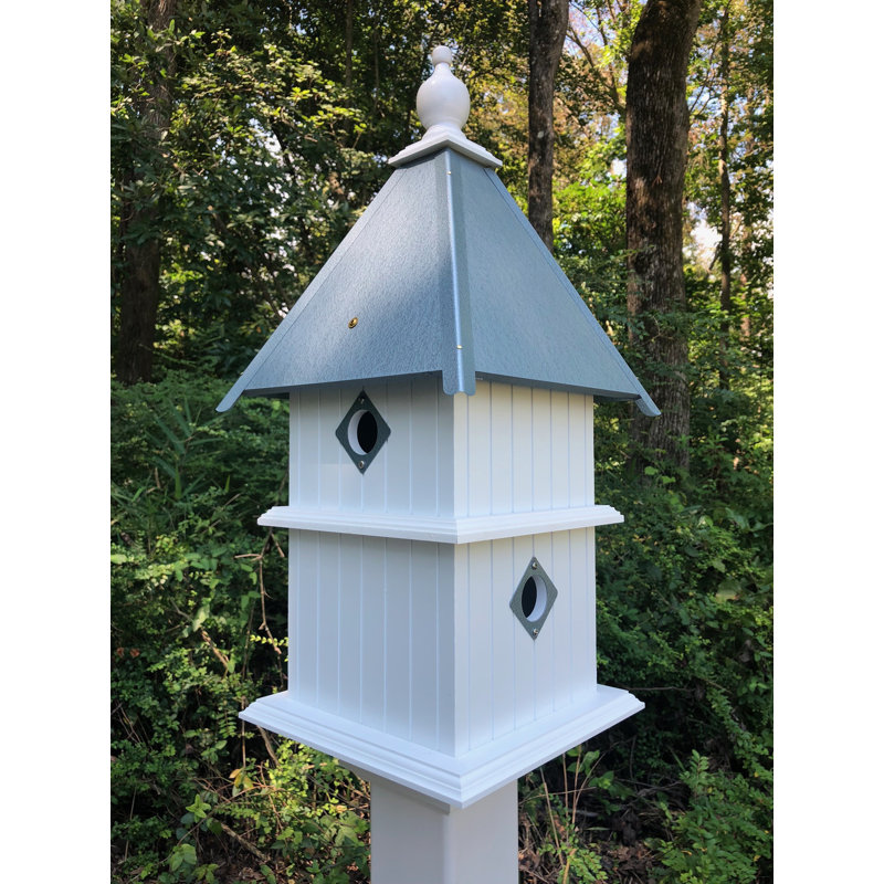 Shannen 27'' H x 11'' W x 11'' D Post Weather Resistant Birdhouse, Light Blue
