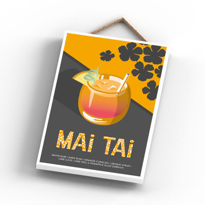 Cocktails - Mai Tai Wooden Hanging Plaque 285x185