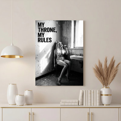 My Throne My Rules Black And White Portrait Canvas Wrapped Wall Art Oil Painting Print Set Of 1