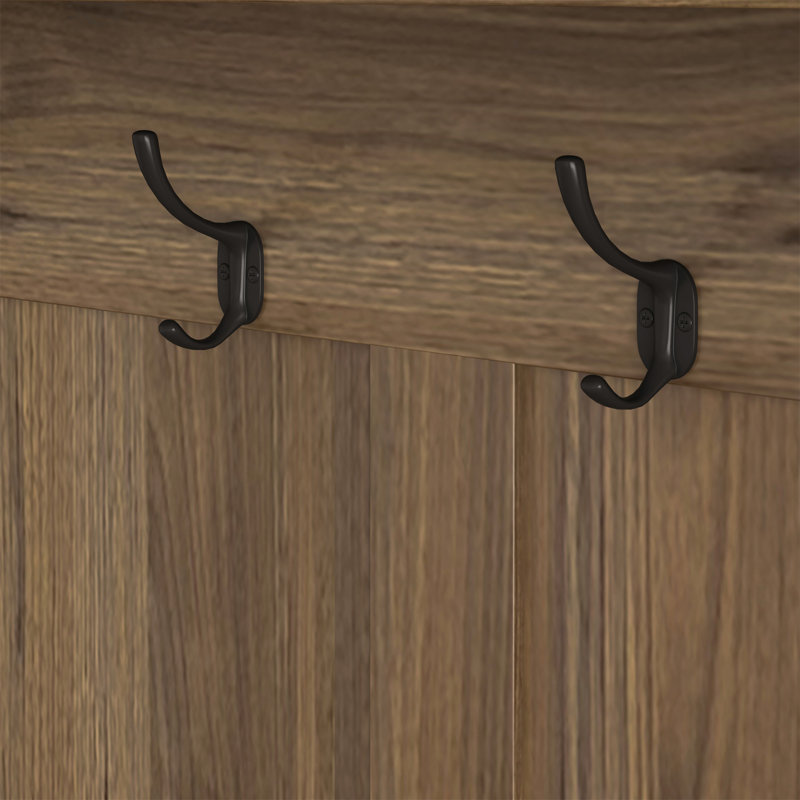 Multi-Purpose Hallway Hall Tree With Removable Linen Cushioned Entryway Bench, Coat Rack, Storage Shelves, And DIY Pegboard,For Hallways, Living Room