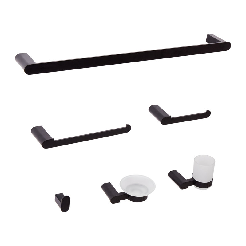 6-Piece Bathroom Hardware Set PARACAS with Towel Bars and Hooks, Matte Black