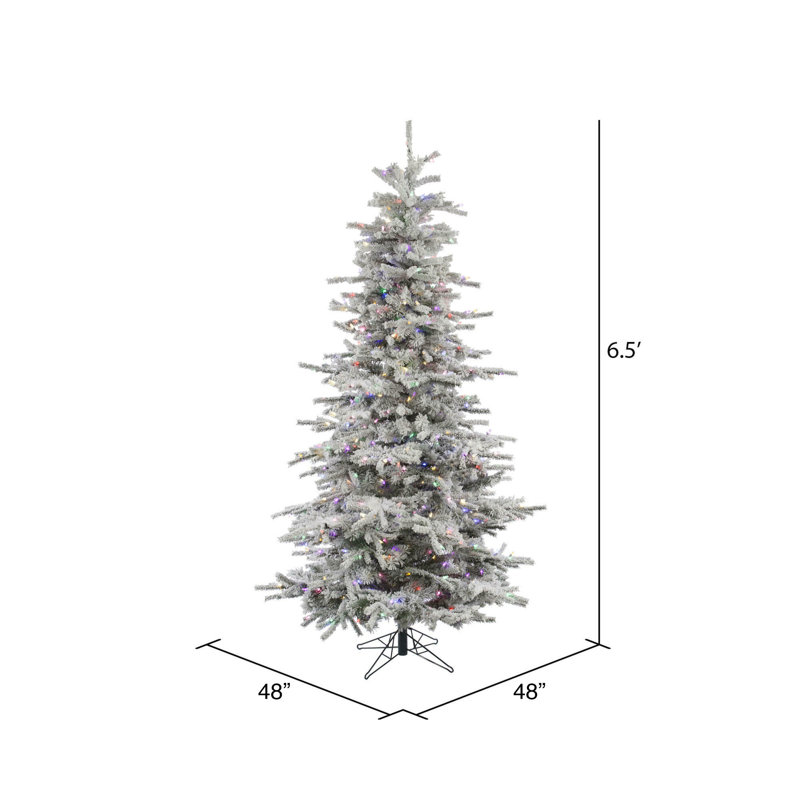 Sierra Flocked Fir Artificial Christmas Tree with Multicolored Light, 6.5'H