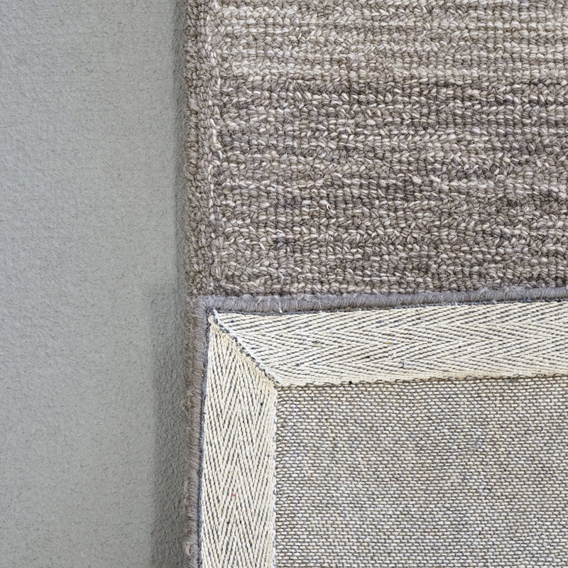 Tapis gris en laine tissé à la main Amand, Rectangle 9 pi x 12 pi