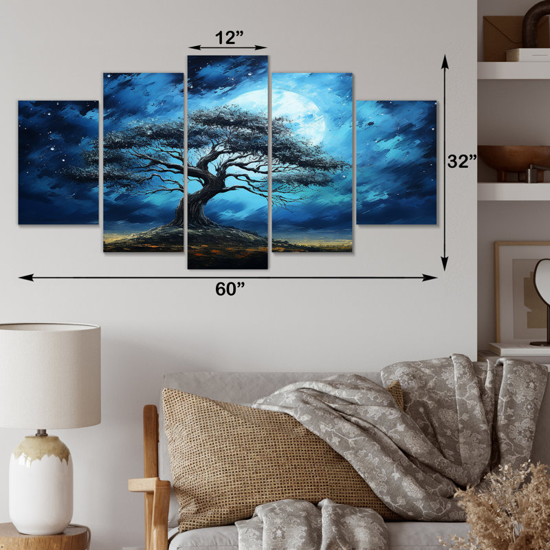 Arbre bleu d'Afrique, Serengeti, arbre V, arbre, décoration murale Multipanel africain