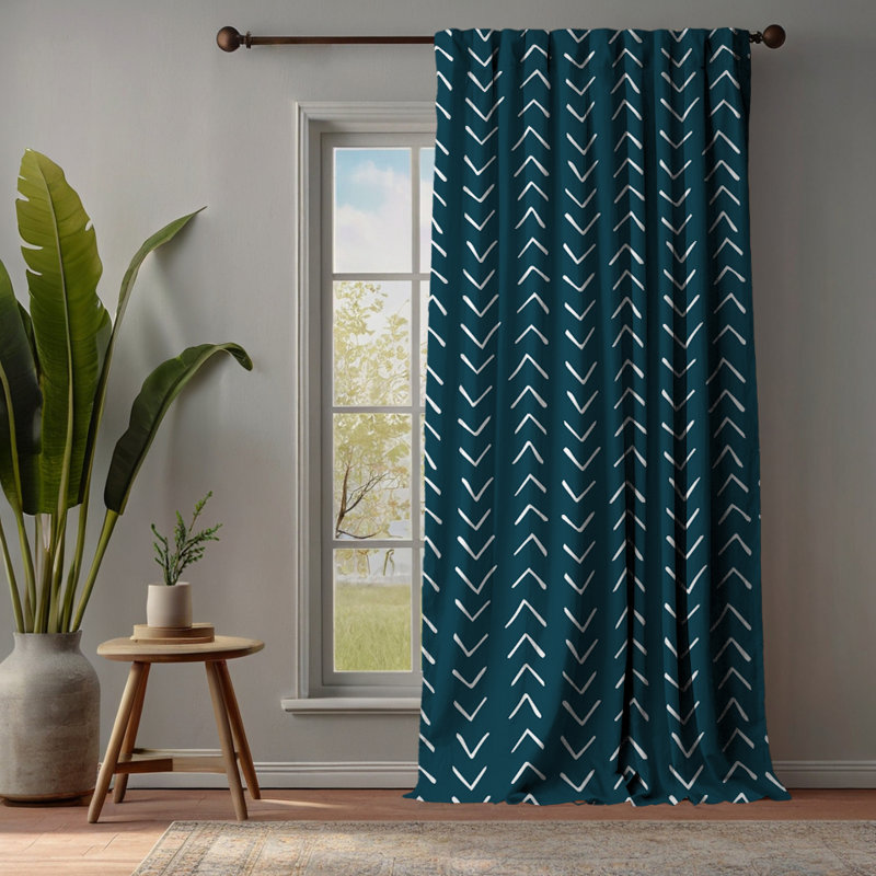 Bohemian Room Lined Single Panel Curtain, 140cm Width x 175cm Drop, Indigo Blue