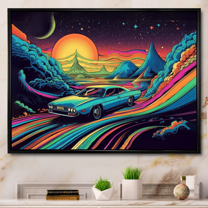 «Madine Blue and Orange Of Muscle II» sur toile, H 12 po x l 20 po x P 1 po, Cadre flottant noir