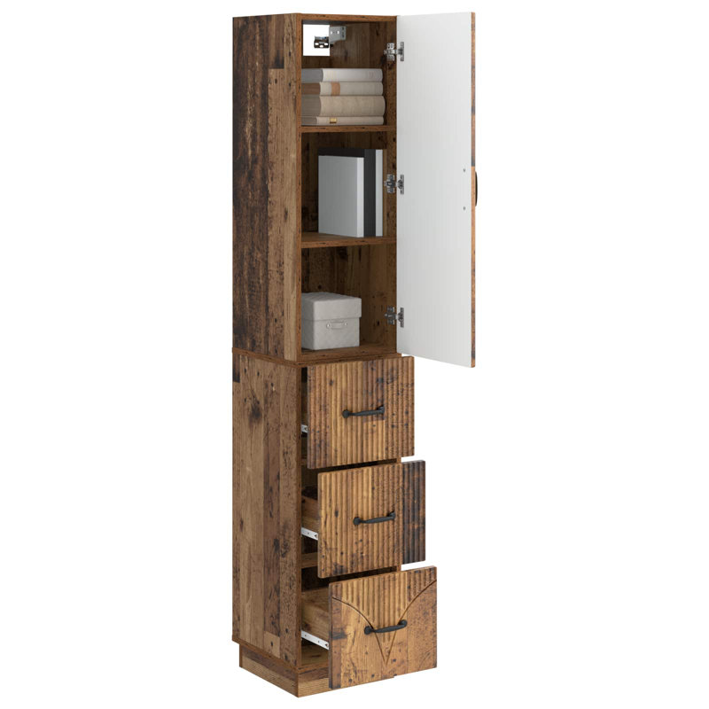  Cabinet Set 2 Pcs Engineered Wood Storage Home Organization Office, Old Wood