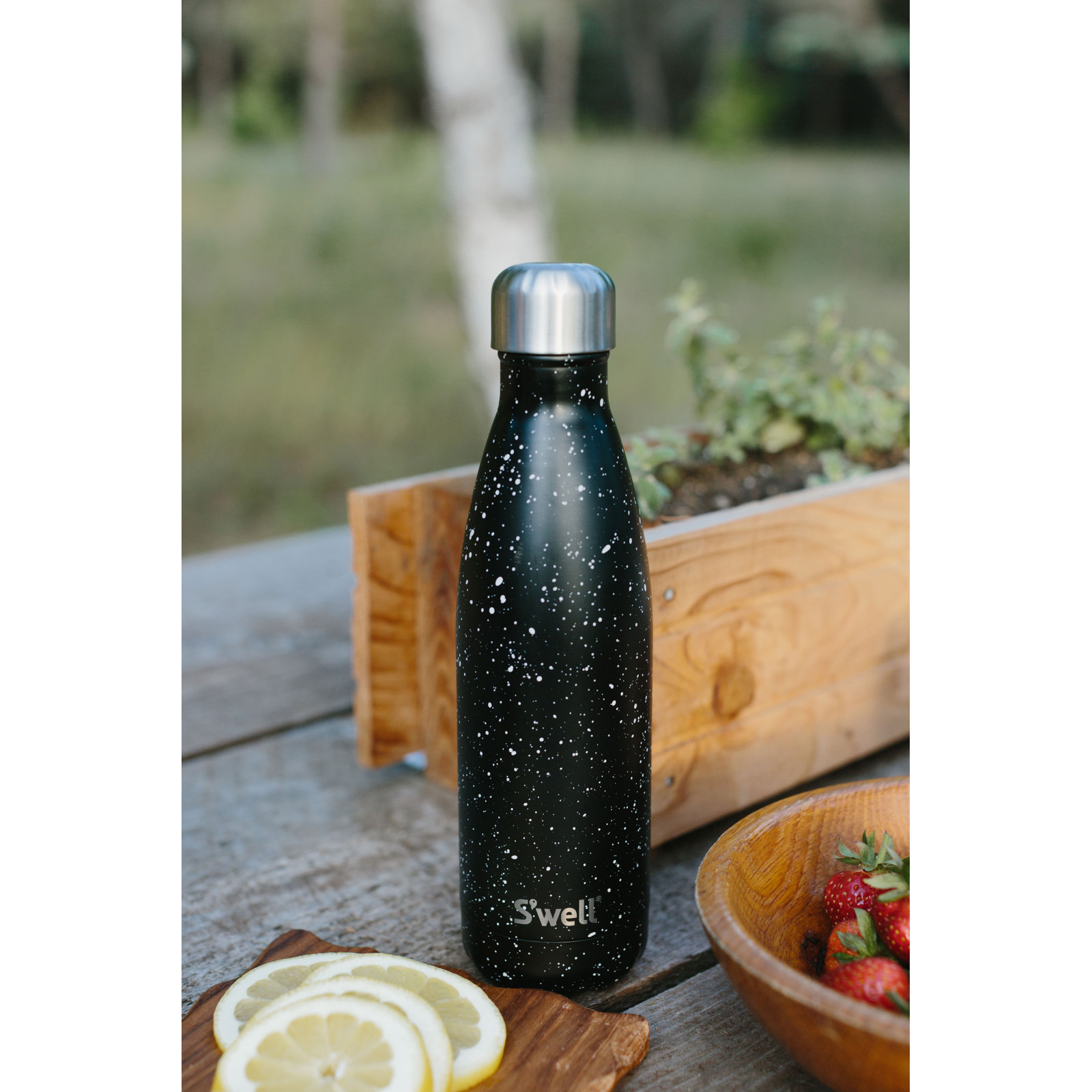 S'well Stainless Steel Triple-Layered Vacuum-Insulated Water Bottle, 17.oz, Speckled Night