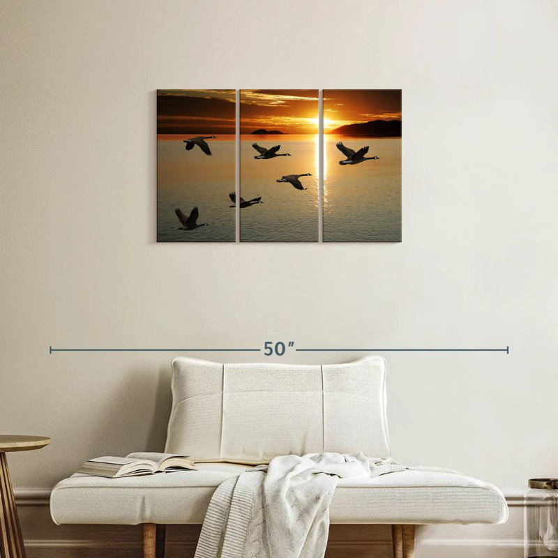 Brampt Sunset Geese Flight, 20" H x 33" W