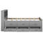 Lit simple avec rangement pour tête de lit et lit gigogne en bois massif gris pour une chambre à coucher confortable, plateforme de rangement à 3 tiroirs-22359756