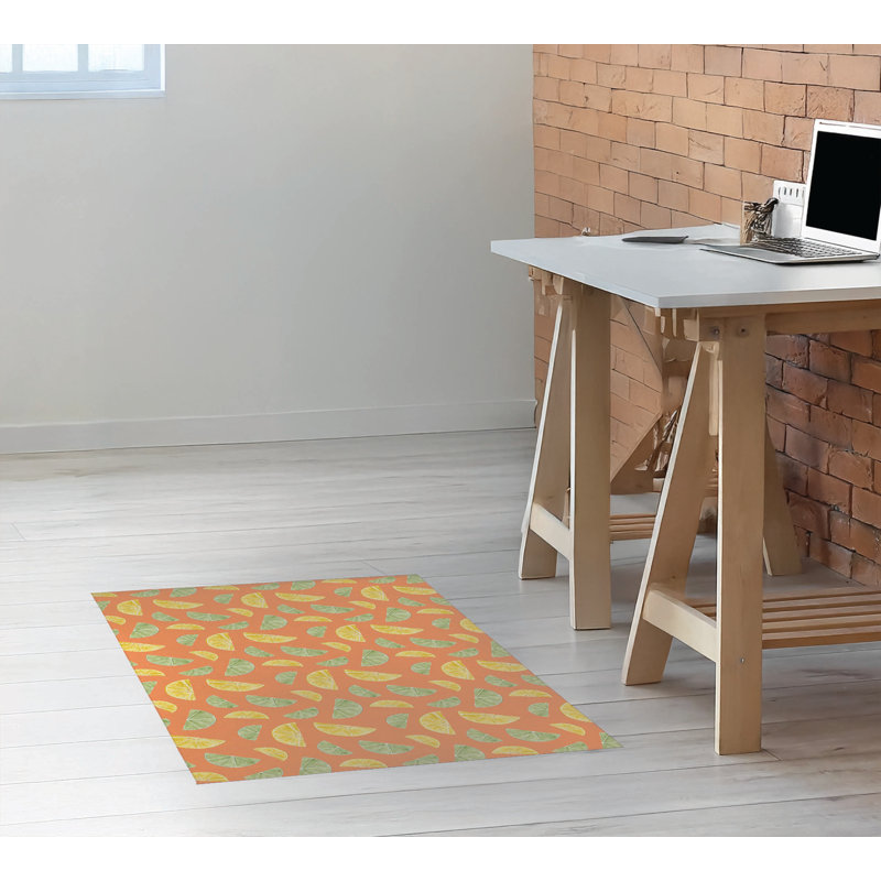 Tapis de bureau Summer Limes & Lemons, L 60 po x P 84 po, Orange