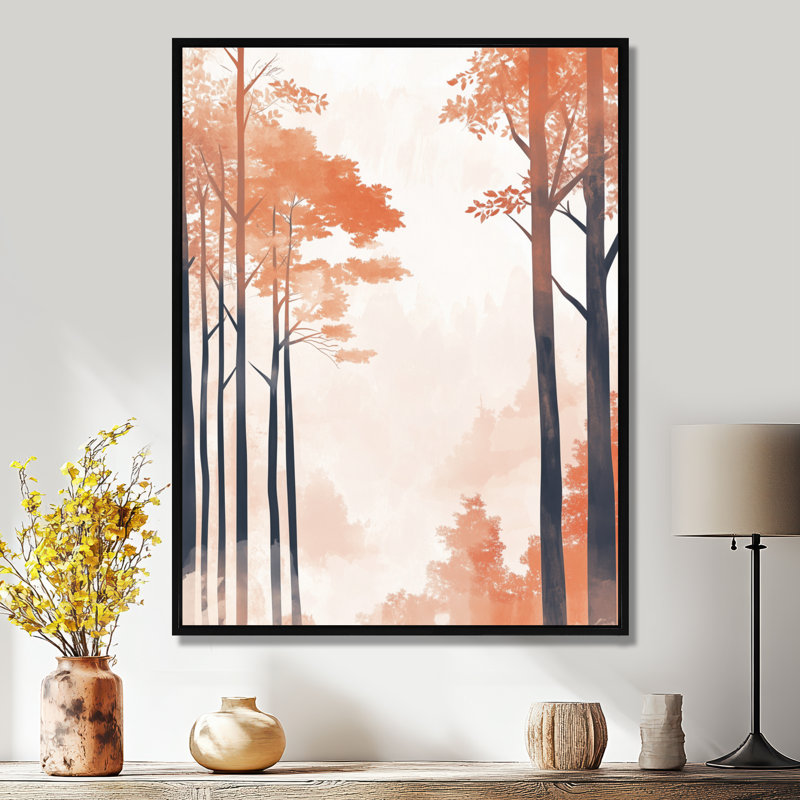 Forêt d'automne, art mural, toile d'automne, forêt, automne, H 20 po x l 12 po, Cadre flottant noir
