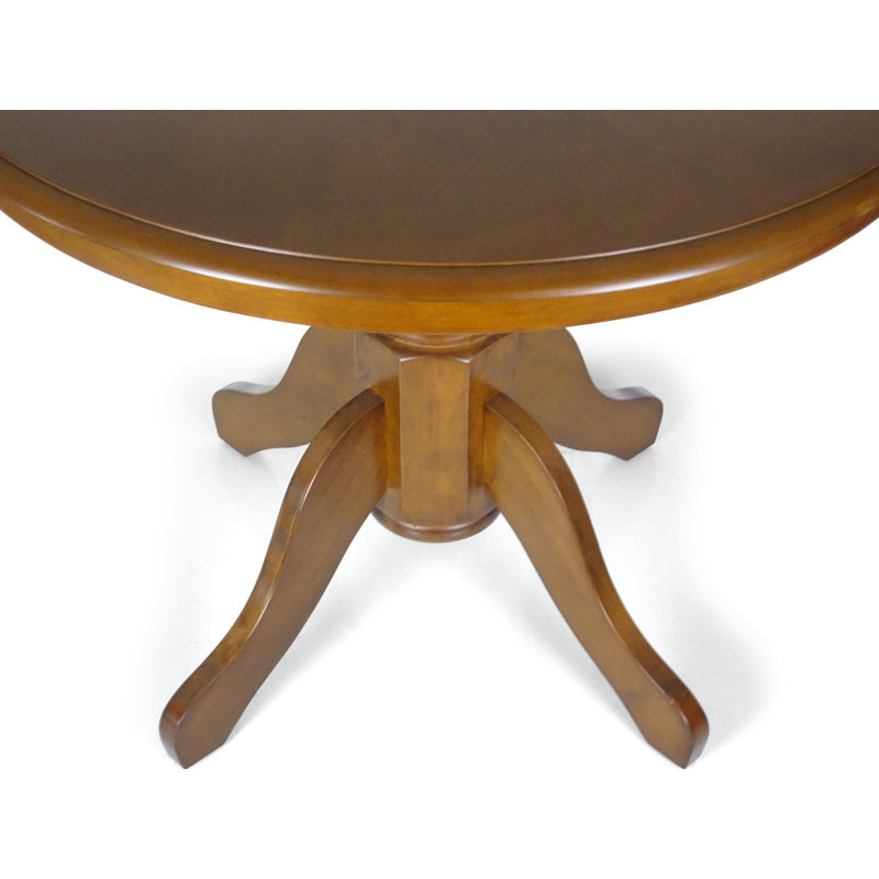 Brown Round Solid Wood Four-Leg Dining Table