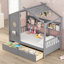 Lit en bois avec 2 tiroirs, lit avec tablette de rangement