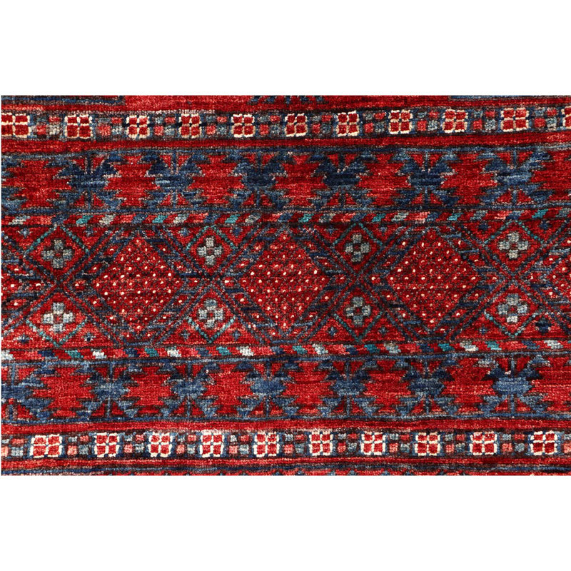 Tapis unique rouge / bleu / ivoire noué à la main de haute qualité