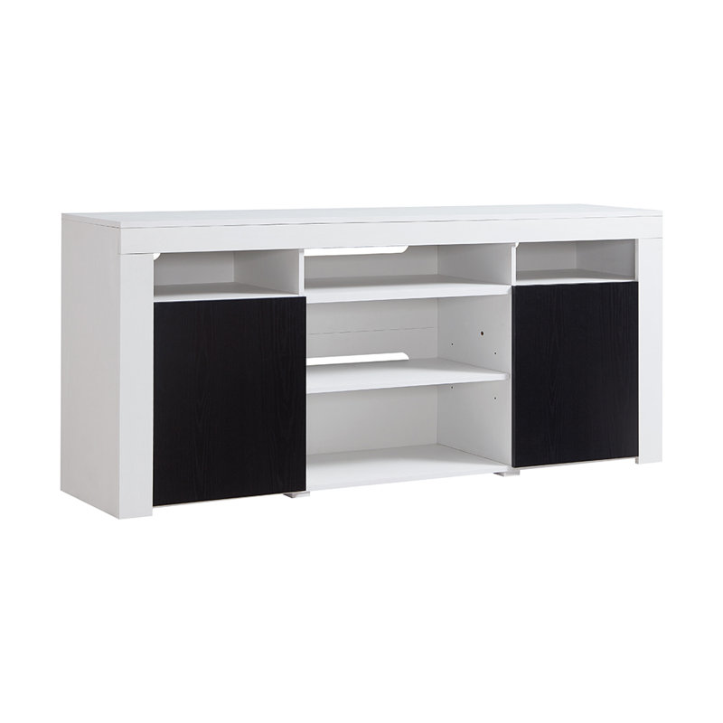 Meuble télé 68 po Lenexa, Blanc/Noir