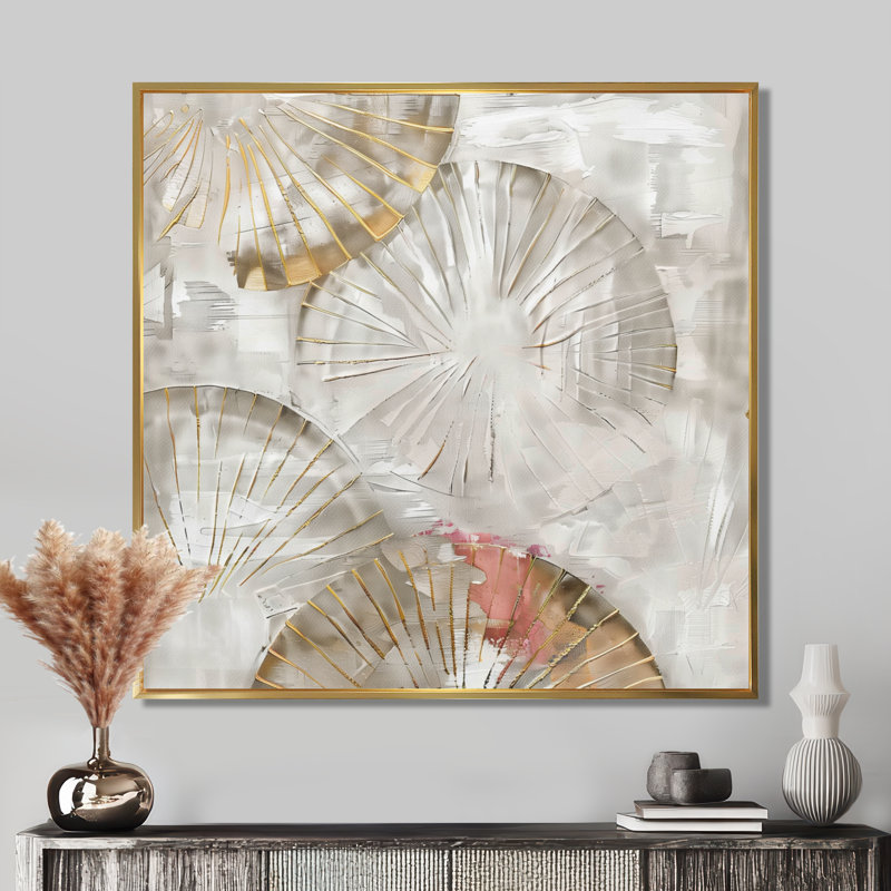 Beige boho bohémien mandala spirale III - Boho mosaïque murale, Cadre flottant doré, H 36 po x l 36 po
