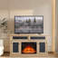 Meuble télé électrique pour foyer avec console de rangement spacieuse, conception rustique en relief, télécommande, gestion des câbles et tablettes réglables pour le salon-1227638028