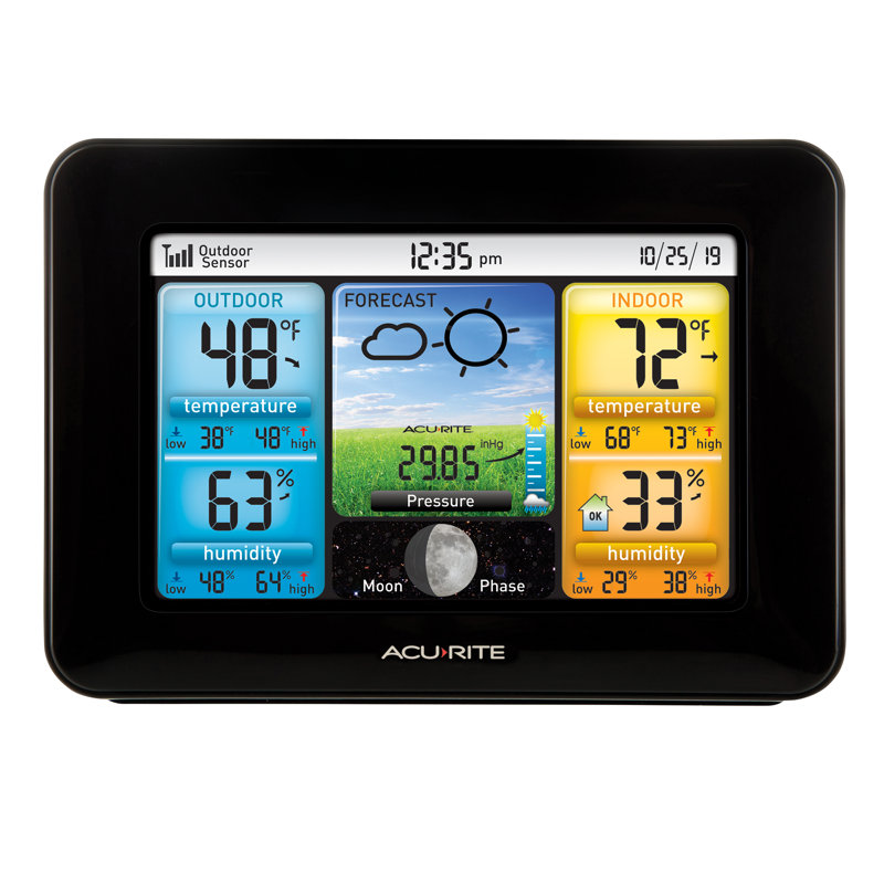 AcuRite Weather Station Forecaster with Color Display for Temperature, Humidity, Hyperlocal Forecast, and Built-In Barometer (02077M)