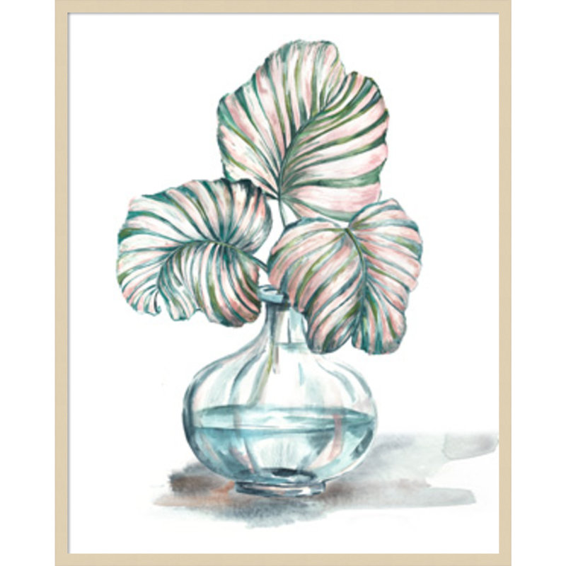 «Island Tropics Frond in Bottle IV» par Tre Sorelle Studios, reproduction d'art encadrée en bois, H 41 po x l 33 po