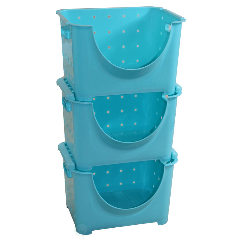 Ensemble de bacs de rangement en plastique, Bleu