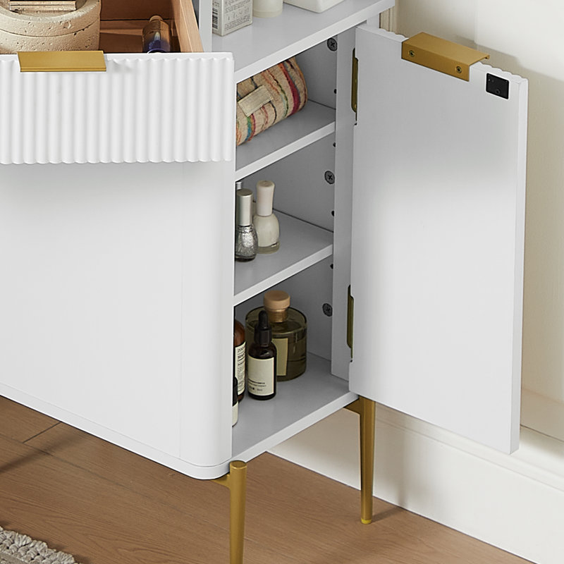 Meuble-lavabo de coin 48 po avec miroir à 3 DEL, Blanc
