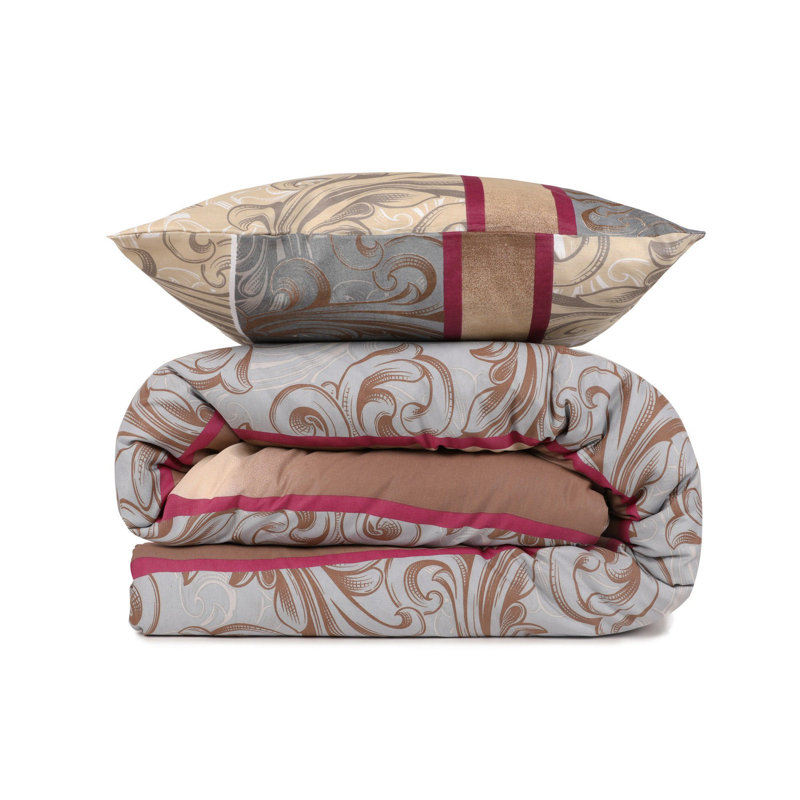 XXL Quilt Cover Set, Cream & Beige, 61 x 87 Duvet Cover, 31.5 x 31.5 Pillowcase | 65% Cotton / 35% Polyester, 127 Thread Count | Machine Washable, Elegant Design with Button Closure, Perfect for Cozy Bedrooms