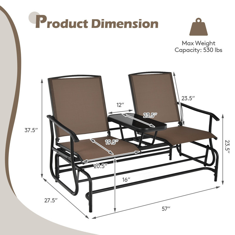 Banc oscillant pour 2 personnes Auyeung, Brun