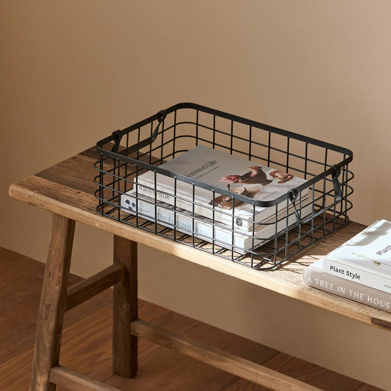 Rectangular Wire Shelf Storage Basket, Large, White