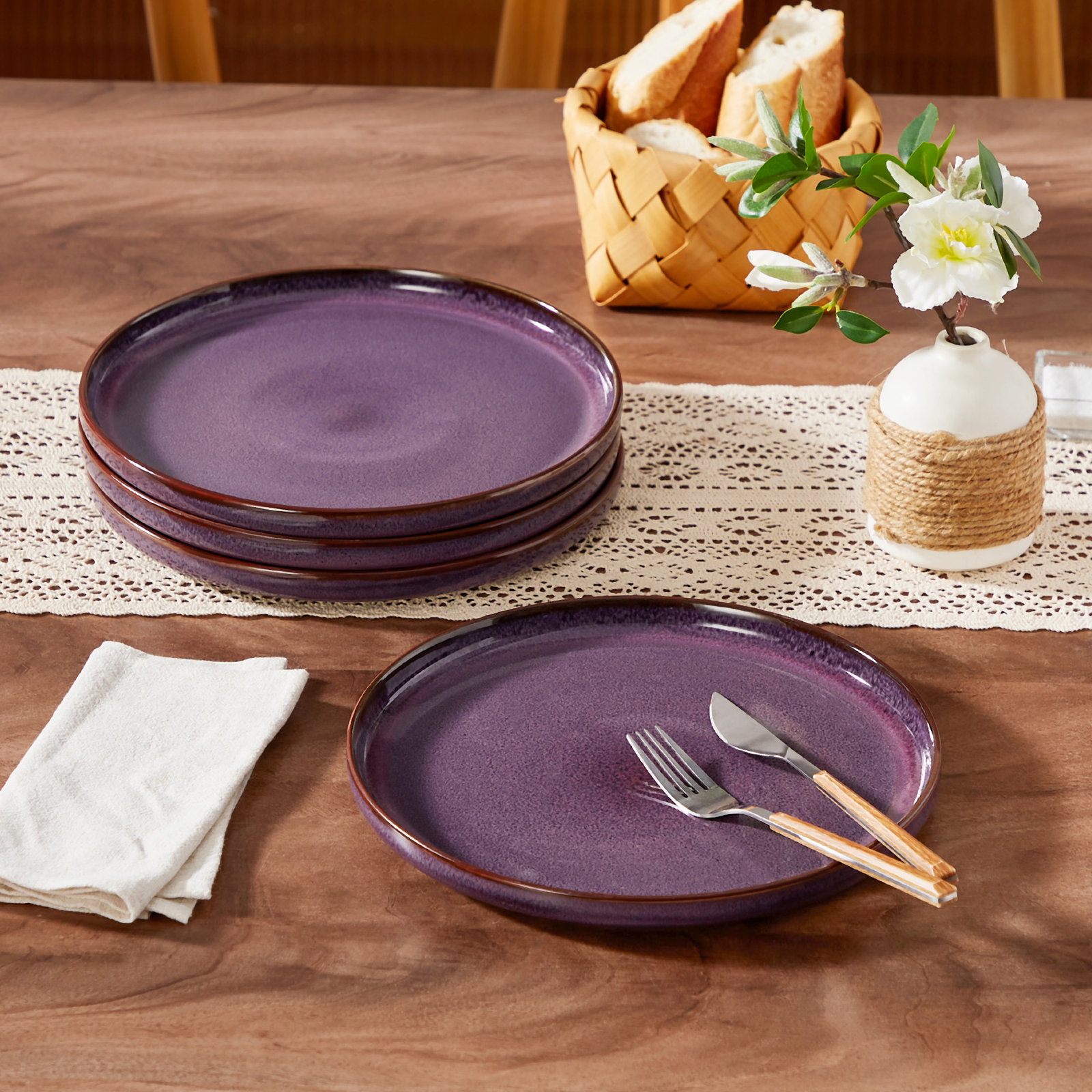 10" Ceramic Dinner Plate, Purple