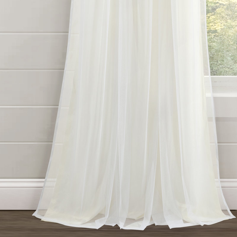 Dylin Flower Embroidery Window Curtain Panel, Ivory