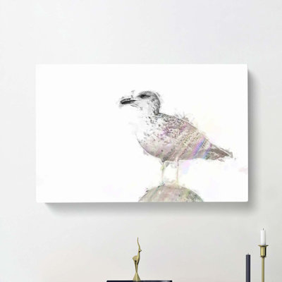 Seagull Bird In The Rainbow In Abstract - Wrapped Canvas