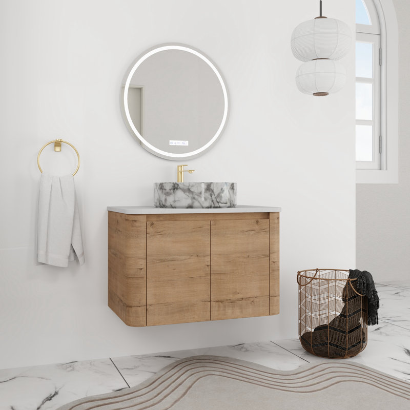 Single Bathroom Floating Vanity With Quartz Top, 30