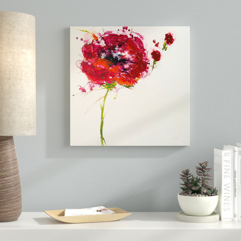 «Poppy Master on White», reproduction de peinture acrylique, H 18 po x l 18 po x P 1 po, Toile tendue