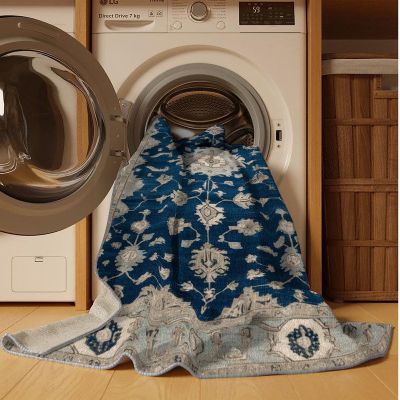 Machine Washable Overdyed Gray Area Rug, Rectangle 5' x 7'