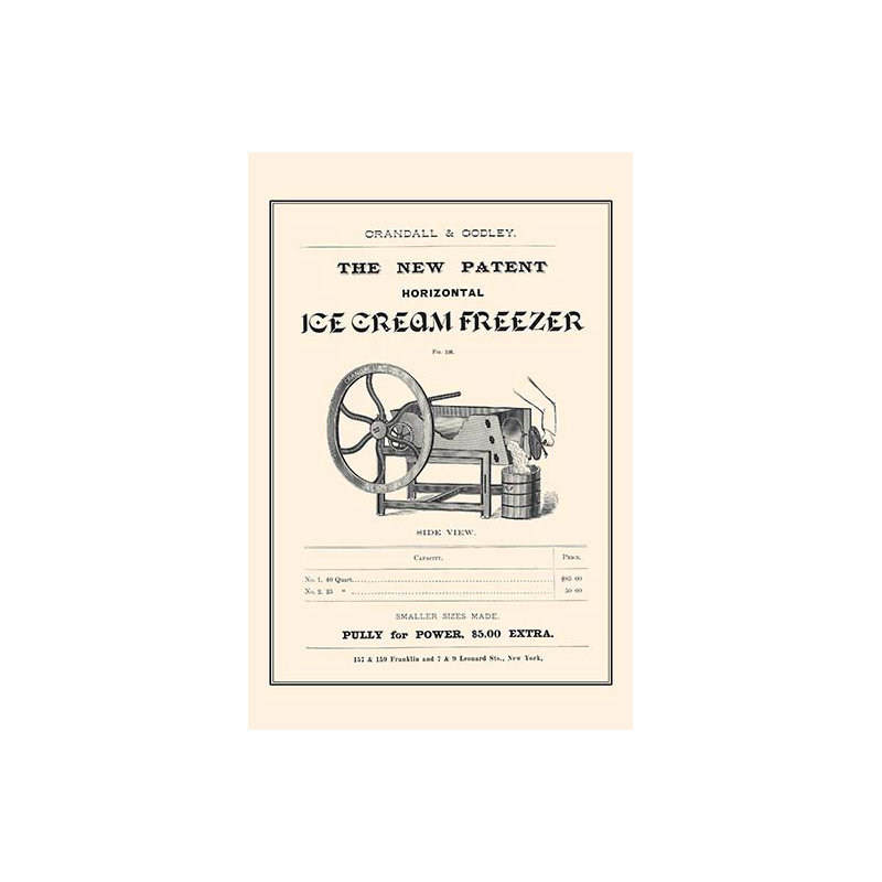 « ice crème congélateur », affiche rétro, H 36 po x l 24 po x P 1,5 po