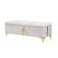Ensemble de chambre à coucher 2 pièces, lit plateforme tapissier grand avec système de rangement hydraulique, repose-pieds avec pieds en métal, beige