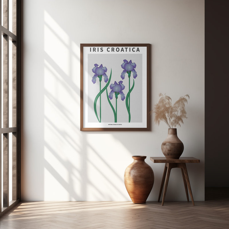 "Iris croate", art mural texturé encadré, Naturel, H 14 po x l 10 po