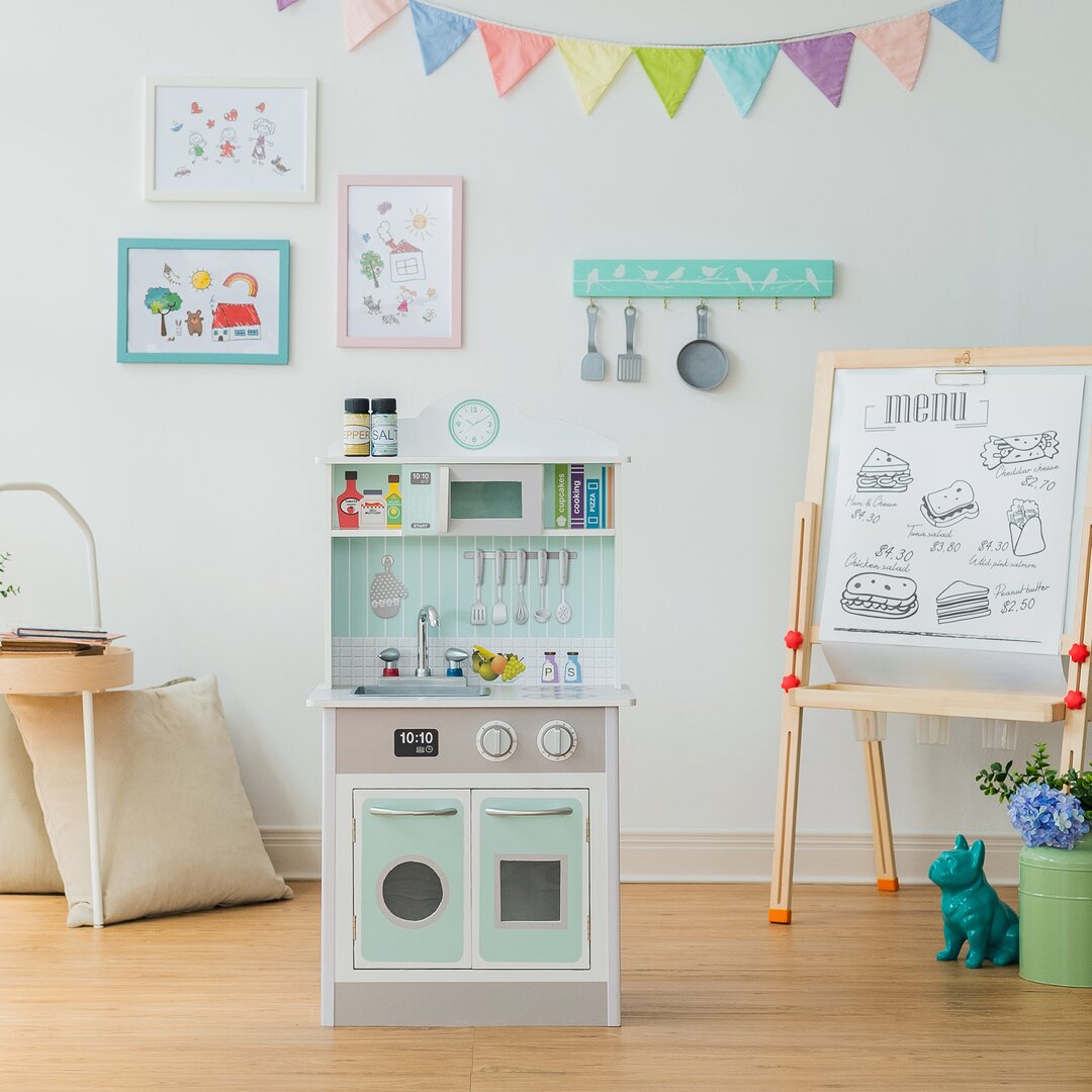 Teamson Kids Kinderküche Madrid aus Holz Spielküche mit Interaktiven Funktionen