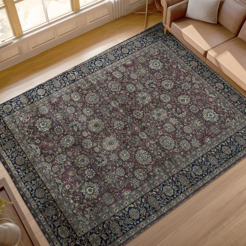 Marquis Wool Oriental Area Rug in Red/Navy