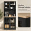 Armoire de rangement autoportante avec huche, porte vitrée et sangle anti-basculement