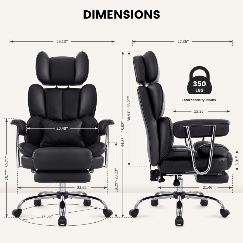 Armie Polyester Blend Executive Chair with Headrest, Black