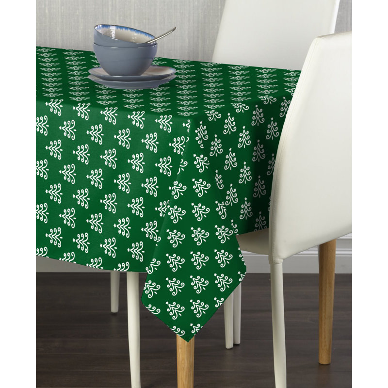 Enders Christmas Trees on Milliken Tablecloth, 84" L x 60" W, Green