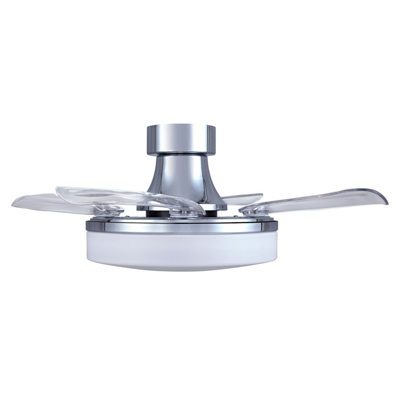 Ventilateur de plafond à pales rétractables de 91 cm (36 po) avec lumière et télécommande, ventilateur de plafond moderne Fandelier, technologie de conception brevetée, pales plus robustes et plus épaisses, chromé