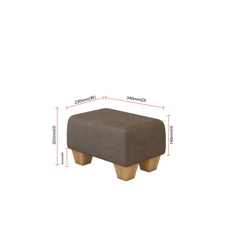 Manufactured Wood Accent Stool, Natural, Velvet, Asphalt Dark Grey