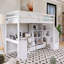 Lit mezzanine simple à structure en bois avec bureau en L, escalier de rangement et tiroirs-1534510185