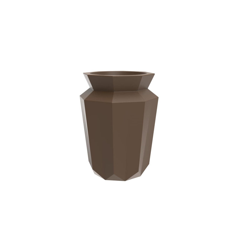 Origami - Hasu Planter, 9.75" H x 7.25" W x 7.25" D, Brown