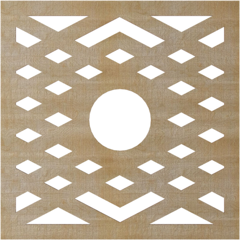 Médaillon de plafond en bois d'aulne 28 po x 7 1/4 po x P 3/8 po, H 26 po x l 26 po x P 0,25 po, Bouleau