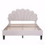 Lit plateforme double en velours, tête de lit à motif floral-274103351-274103344