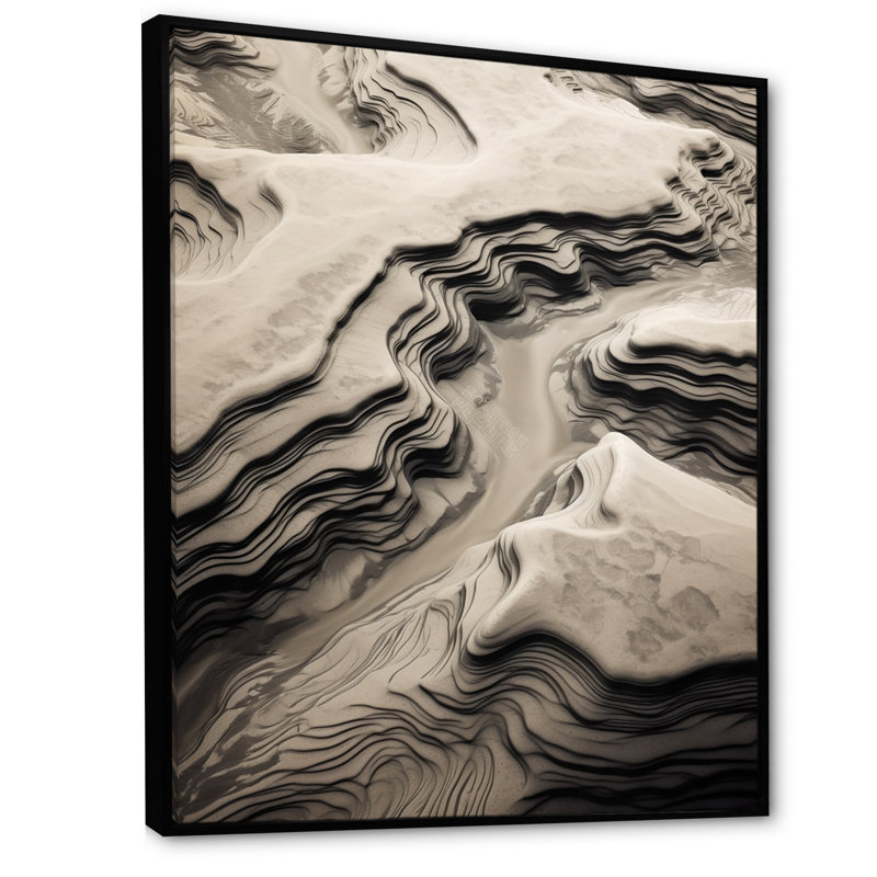 «Eernal Dunes Desert Rivers I», reproduction sur toile, Cadre flottant noir, H 20 po x l 12 po x P 1 po